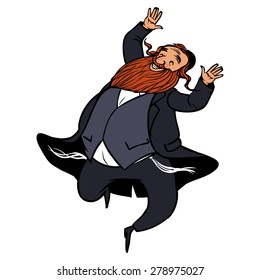 Funny cartoon Jewish man dancing. Vector illustration isolated background
