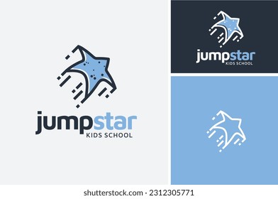 Funny Cartoon Jump Leap Star illustration clip art logo design