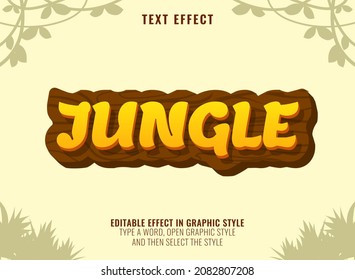 Funny Cartoon Jungle Text Effect With Wooden Frame