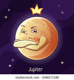 Funny cartoon Jupiter. Vector illustration for children's educational games