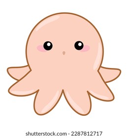 funny, cartoon, kawaii, little octopus, jellyfish, decor element, wallpaper, wrapper, packaging, greeting card, fabric, poster, background