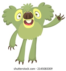 Funny cartoon koala bear character. Vector illustration isolated