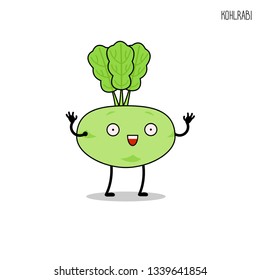 Funny cartoon kohlrabi  character