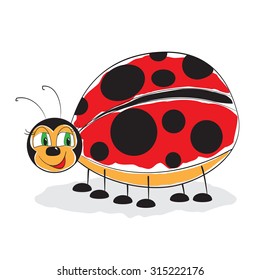 funny cartoon ladybug on a white background