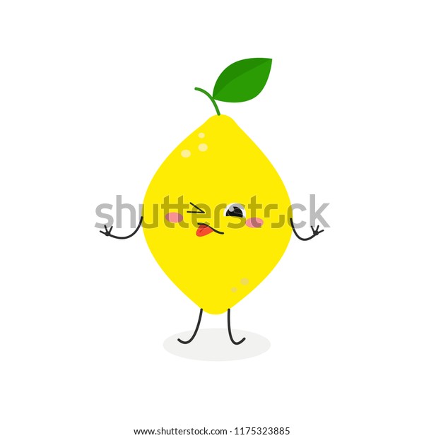 Funny Cartoon Lemon Making Sour Facial Stock Vector (Royalty Free ...