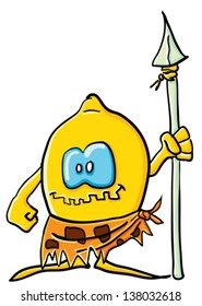 Funny cartoon lemon on the white background