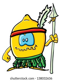 Funny cartoon lemon on the white background
