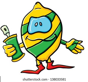 Funny cartoon lemon on the white background