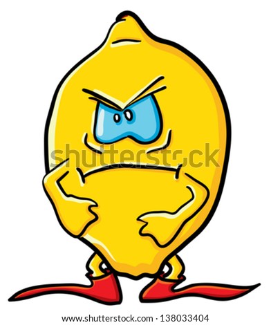 Funny cartoon lemon on the white background