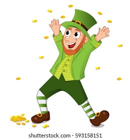 Funny cartoon leprechaun for saint patrick day. Vector