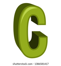 Funny Cartoon Letter C Isolated on White Background, Colorful Alphabet Vector Illustration 