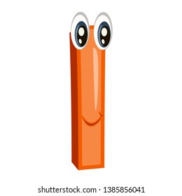 Funny Cartoon Letter I Isolated on White Background, Colorful Alphabet Character Vector Illustration with Cute Face