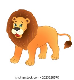 funny cartoon lion. inhabitant of the jungle, africa. characters for kids 