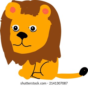 Funny Cartoon Lion Sitting Isolated Vector
