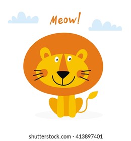 funny cartoon lion vector print