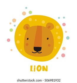 funny cartoon lion vector print