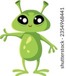 
Funny Cartoon little Green Alien Saluting Vector Cartoon. Cute little Martian being friendly and nice 
