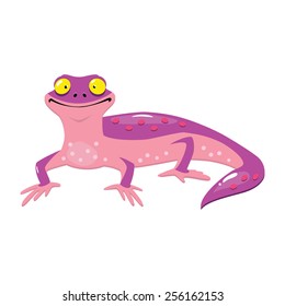 Funny cartoon lizard isolated on white. Vector illustration. 