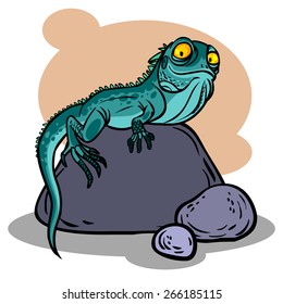 Funny Cartoon Lizard. Vector Illustration