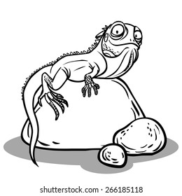 Funny cartoon lizard. Vector illustration