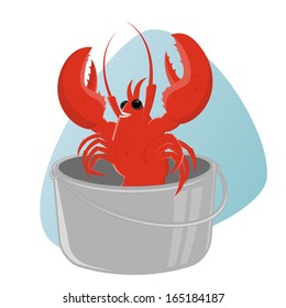 funny cartoon lobster in pot