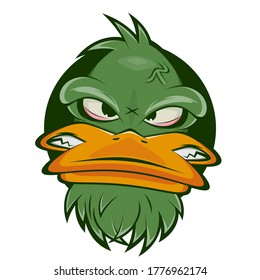 funny cartoon logo of an angry duck