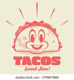 funny cartoon logo of a happy taco