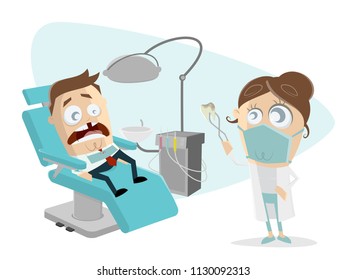 funny cartoon man at the dentist