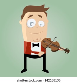 funny cartoon man playing violin