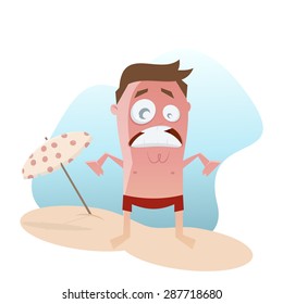 Funny Cartoon Man With Sunburn