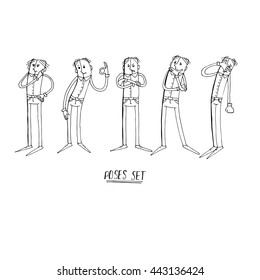  funny cartoon man in various poses and emotions