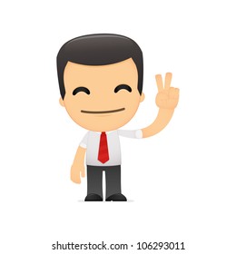 funny cartoon manager in various poses for use in advertising, presentations, brochures, blogs, documents and forms, etc.