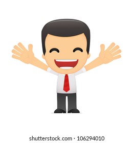 funny cartoon manager in various poses for use in advertising, presentations, brochures, blogs, documents and forms, etc.