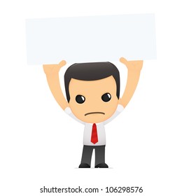 funny cartoon manager in various poses for use in advertising, presentations, brochures, blogs, documents and forms, etc.