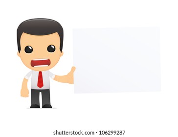 funny cartoon manager in various poses for use in advertising, presentations, brochures, blogs, documents and forms, etc.