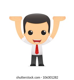 funny cartoon manager in various poses for use in advertising, presentations, brochures, blogs, documents and forms, etc.