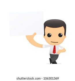 funny cartoon manager in various poses for use in advertising, presentations, brochures, blogs, documents and forms, etc.