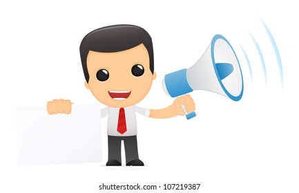 funny cartoon manager in various poses for use in advertising, presentations, brochures, blogs, documents and forms, etc.