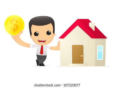 funny cartoon manager in various poses for use in advertising, presentations, brochures, blogs, documents and forms, etc.
