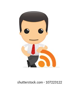 funny cartoon manager in various poses for use in advertising, presentations, brochures, blogs, documents and forms, etc.