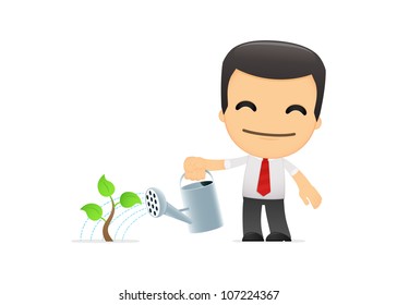 funny cartoon manager in various poses for use in advertising, presentations, brochures, blogs, documents and forms, etc.