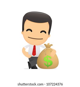 funny cartoon manager in various poses for use in advertising, presentations, brochures, blogs, documents and forms, etc.