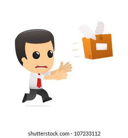 funny cartoon manager in various poses for use in advertising, presentations, brochures, blogs, documents and forms, etc.