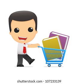 funny cartoon manager in various poses for use in advertising, presentations, brochures, blogs, documents and forms, etc.
