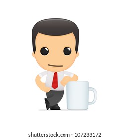 funny cartoon manager in various poses for use in advertising, presentations, brochures, blogs, documents and forms, etc.