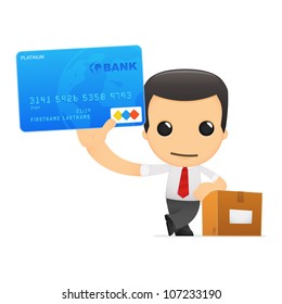 funny cartoon manager in various poses for use in advertising, presentations, brochures, blogs, documents and forms, etc.