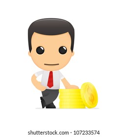 funny cartoon manager in various poses for use in advertising, presentations, brochures, blogs, documents and forms, etc.