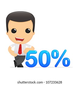 funny cartoon manager in various poses for use in advertising, presentations, brochures, blogs, documents and forms, etc.