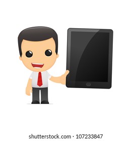 funny cartoon manager in various poses for use in advertising, presentations, brochures, blogs, documents and forms, etc.