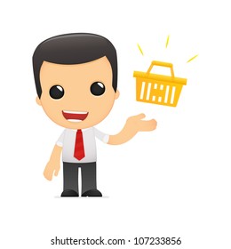 funny cartoon manager in various poses for use in advertising, presentations, brochures, blogs, documents and forms, etc.